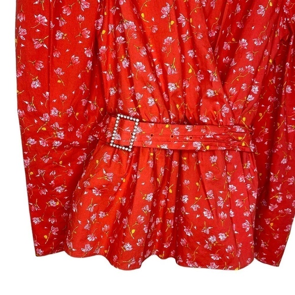 ZARA Belted Floral Wrap Style Long Sleeve Blouse - Picture 10 of 16